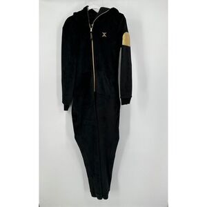 Norwegian Onepiece Velvet Jumpsuit Size S Hooded Gold Patch Black Alps Luxury